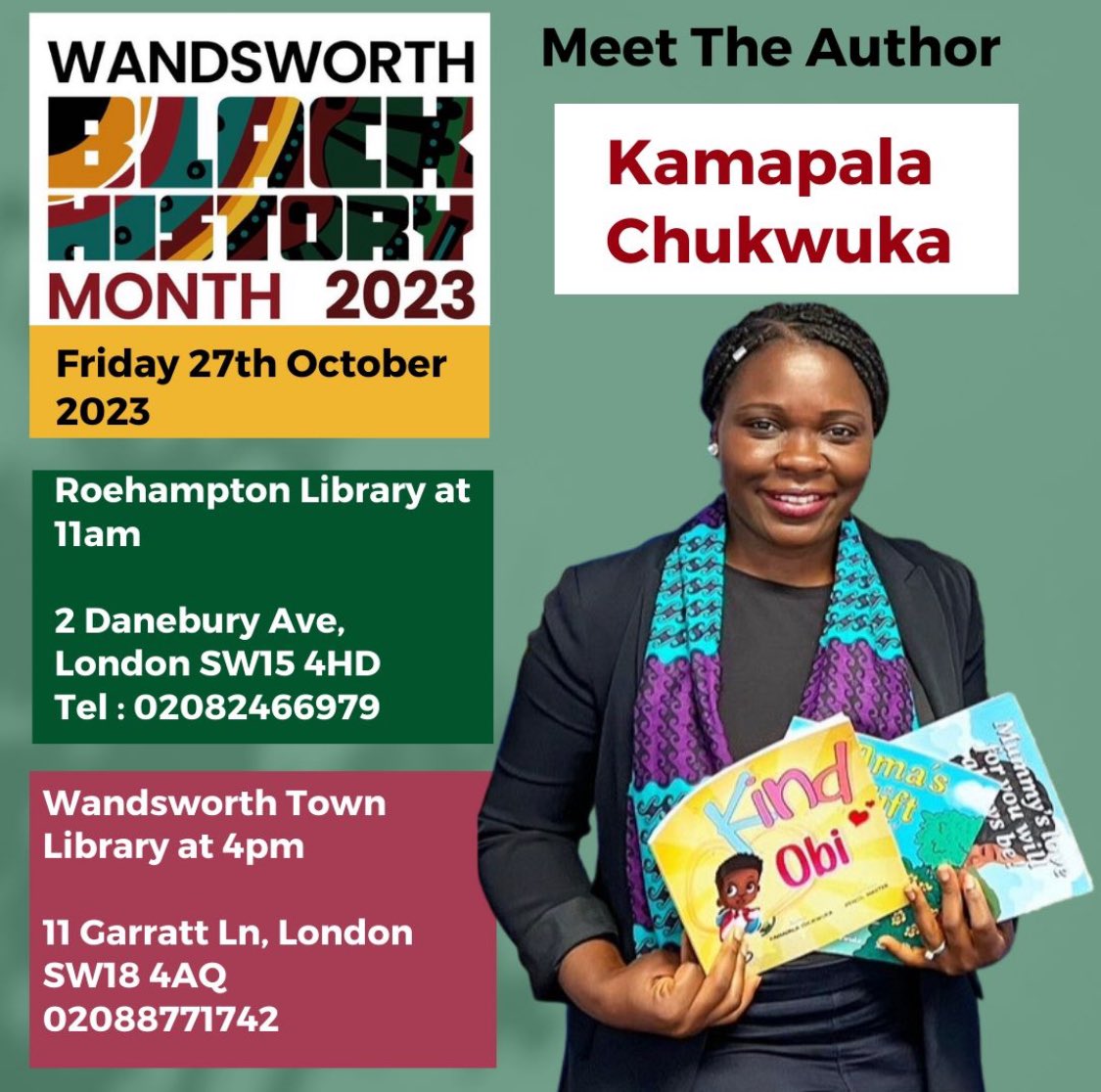 Join @kamapala_C this morning from 11am @RoehamptonL for stories and craft as part of #BlackHistoryMonth