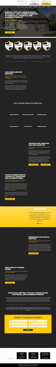 Website:absoluteservices.net
CMS: WordPress
Country:USA
Type:Plumbing service
Page: About,Contact,service line pages ,Hiting,cooling,Electrical,Plumbing ,Garage Doors,Offers
#wordpressdeveloper#elementordesign#elementor