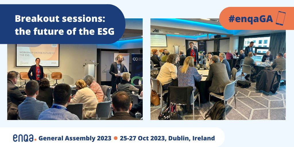 ENQAtwt's tweet photo. 🤔"If we add something to the ESG, we should also take something out." Participants discuss how to keep the ESG both comprehensive and useable at #enqaGA.

➡️ Learn more about the ESG here: https://t.co/5naH67dUle

#ehea #highered https://t.co/mVh5D1M8IZ