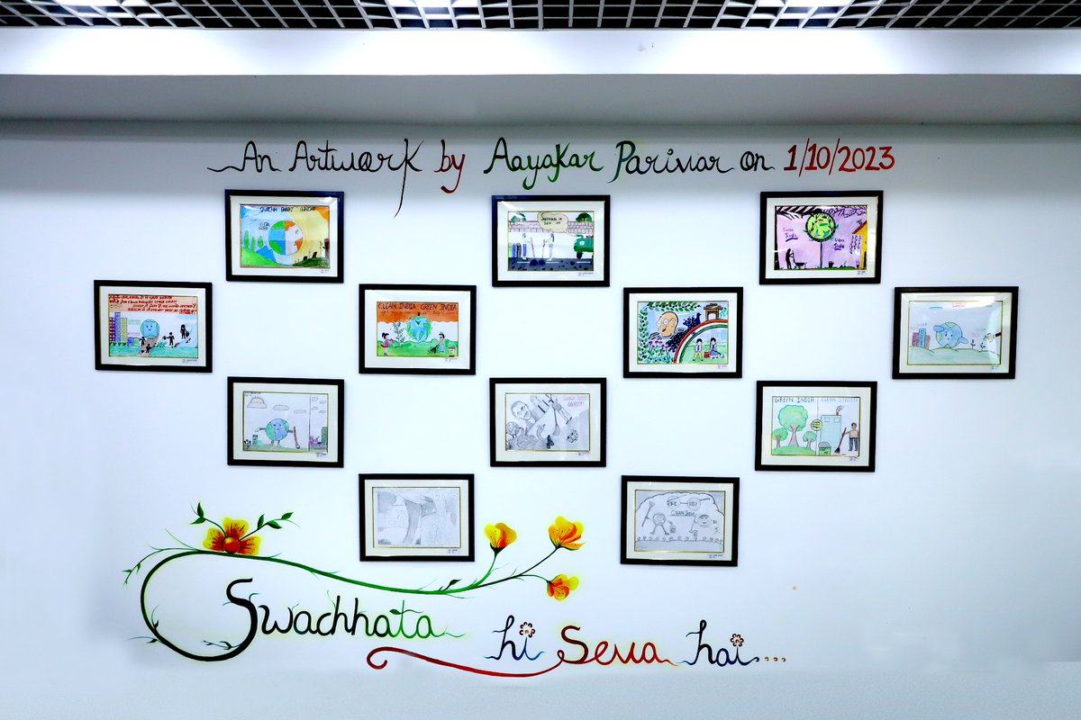 incometaxdelhi's tweet photo. As a tribute to the Father of the Nation, and to celebrate the spirit of Swachhata, walls of C Block Civic Center were decorated with the artwork of children of officers &amp; officials in DGIT (Inv), Delhi. #SwachhBharatMission
@IncomeTaxIndia https://t.co/J5wQstVDu8