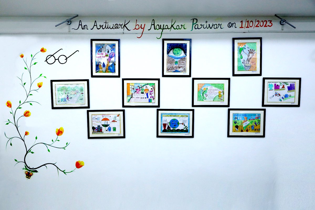 incometaxdelhi's tweet photo. As a tribute to the Father of the Nation, and to celebrate the spirit of Swachhata, walls of C Block Civic Center were decorated with the artwork of children of officers &amp; officials in DGIT (Inv), Delhi. #SwachhBharatMission
@IncomeTaxIndia https://t.co/J5wQstVDu8