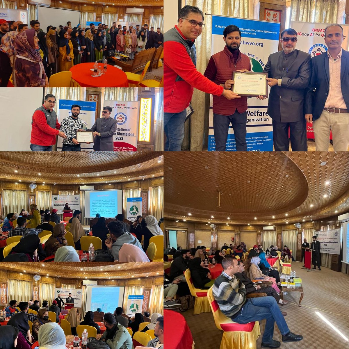 HwvoK's tweet photo. Celebrating Gender Champions. HWVO felicitated 60 Gender Fellows, who were part of 6 months long Gender equity fellowship as a part of Project ENGAGE (Engage all for Gender Equity).The felicitation ceremony was held at Hotel Asian park-Srinagar. https://t.co/9rZQUQXTZL