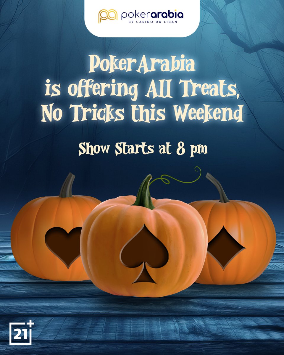 Pure Treats, No Tricks Involved! 🎃

This Weekend, PokerArabia is your Magical destination for Poker Fun🃏

#betarabia_lb #Pokerarabia_lb #Pokersunday
#PokerTournament #pokerlebanon #pokeraction