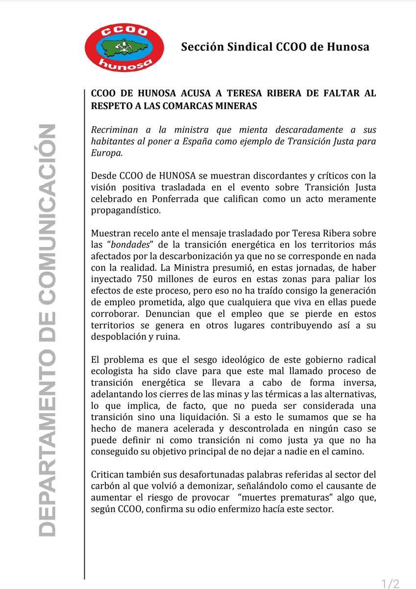 CCOO Hunosa - Minería tweet media