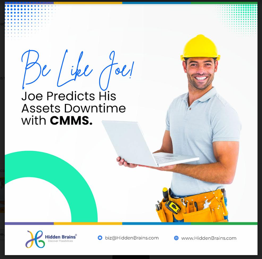 HiddenBrains's tweet image. We have a very special guest to introduce to you,
Meet Joe, the productivity wizard taking asset management to a new level with Hidden Brains CMMS software.

Don't be left in the dark when it comes to asset management.

Be like Joe today!
#CMMS #HiddenBrains #Software #TechExpert