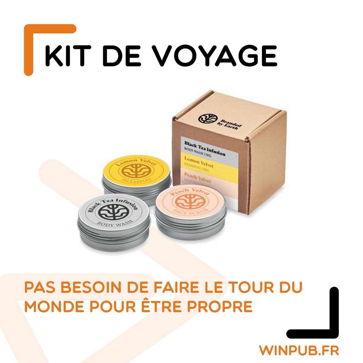 🌍 Pas besoin de faire le tour du monde pour être propre !

🐃 Notre kit de voyage composé d'un savon, d'un shampoing et d'un gommage est fabriqué en Espagne.

💻 Découvrez-le plus en détails ici winpub.pulse.ly/z8xtx2sejy

#winpub #objetpersonnalisé #com #communication #pub