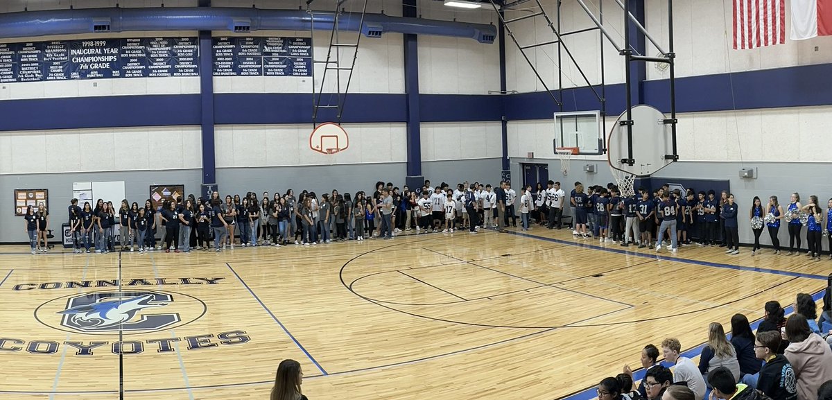 First Connally Pep Rally in the books! Great seasons from our Cross Country, Football and Volleyball teams! Big shoutout to Coach Fryar for planning it out! #coyotenation <a href="/CMSGirlsAthlet1/">CMS Girl's Athletics</a> <a href="/NISDConnally/">Connally Coyotes</a>