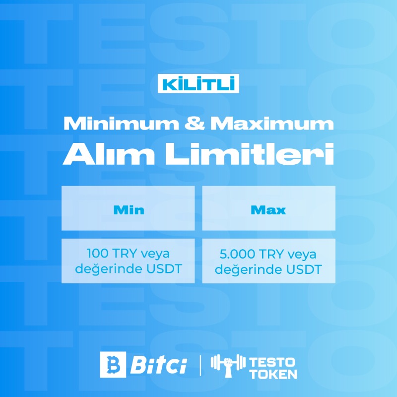 safebitcom's tweet photo. 📢 Bitci'den Yeni Token Arzı!
💪 Fitness, bodybuilding vb. spor meraklılarına özel üretilen #TestoToken Bitci'de arz ediliyor!
1️⃣. Kilitli arz seçeneği 31 Ekim saat 15.00'te başlayıp, 31 Ekim saat 23.59'da sona erecektir.
💰 Kilitli: 1 $TESTO 0,10 TRY'den satışa sunulacak.