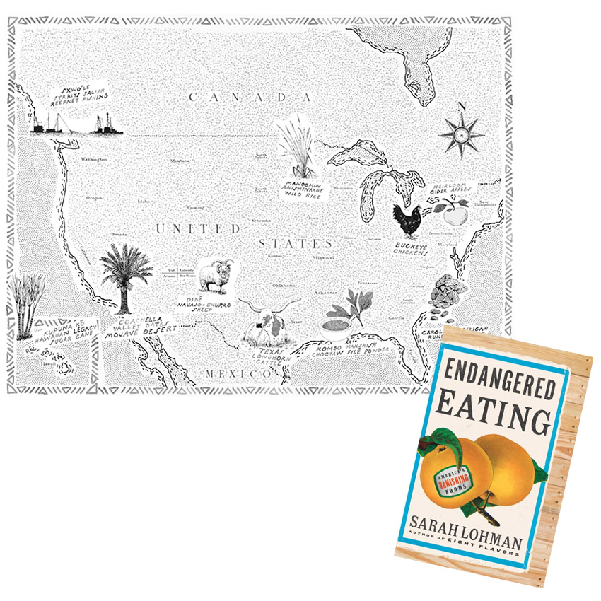 HandMadeMaps's tweet photo. Released this week by @wwnorton in the US 'Endangered Eating :America's Vanishing Foods' by Sarah Lohman - Illustrated map spread by @HandMadeMaps #food #History #illustrationart #endangeredeating #inkdrawing https://t.co/PXZdfSQs4P