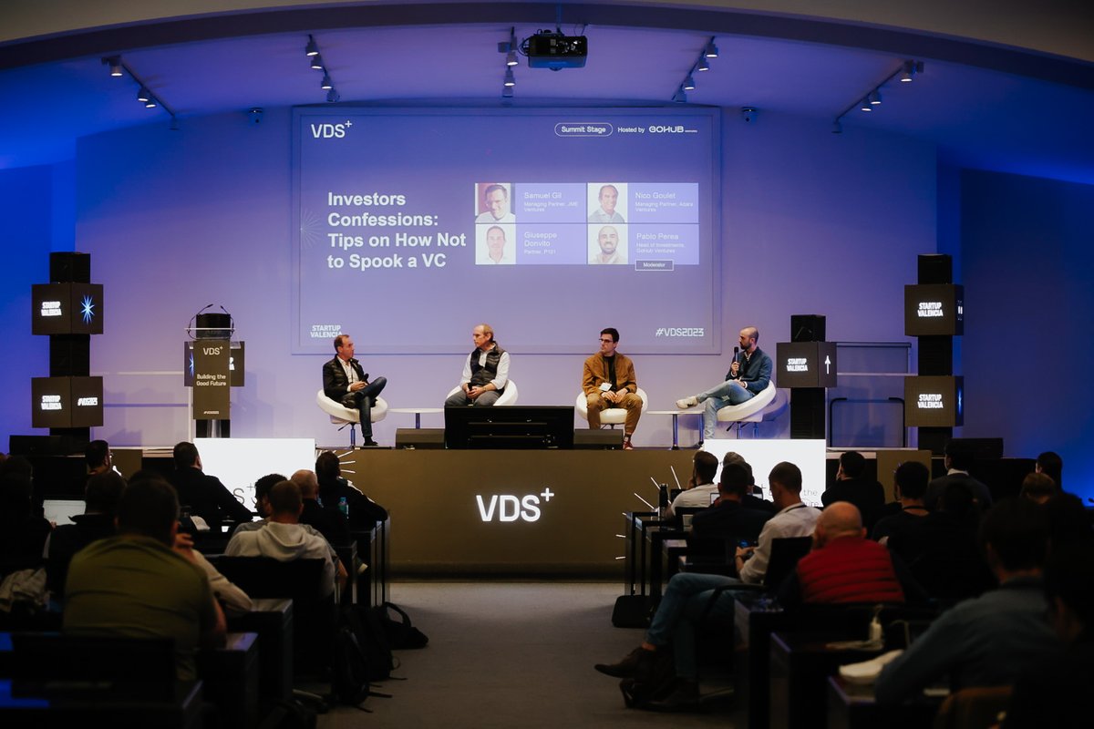 GoHubVentures's tweet photo. Today at #VDS2023 ➡ 'Investors Confessions: Tips on How Not to Spook a #VC' with:

▪ @PabloJPerea, Head of Investments at GoHub Ventures
▪ @GiDonvito, Partner at @P101Ventures
▪ @nrgoulet, Managing Partner at @AdaraVentures 
▪ @samuelgil, Managing Partner at @JME_Ventures https://t.co/lE6552cAPD