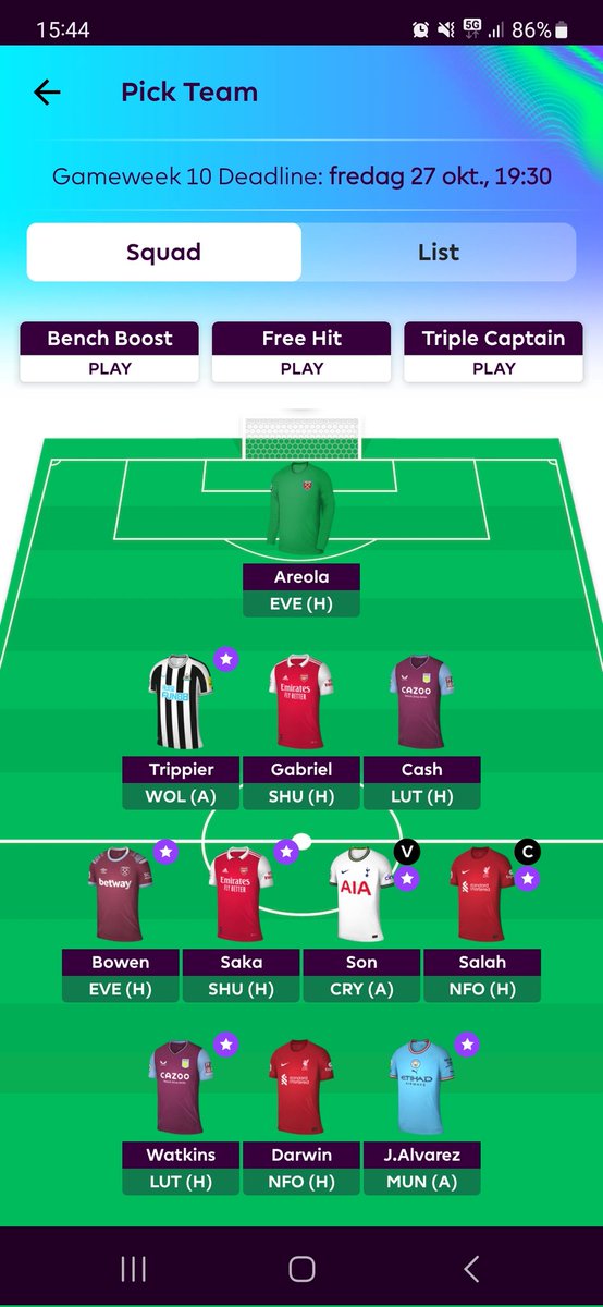 🔒 GW 10 locked 
🧢 Salah
🌎 OR rank: 162 000

Udogie ➡️ Gabriel
Maddison ➡️ Saka

Now we wait...

#FPL
#FPLCommunity