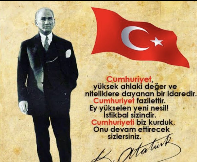 Açtığın yolda gösterdiğin hedefe durmadan yürüyeceğim ant içerim.
Cumhuriyetimizin 100 yılı kutlu olsun
Ruhun şad mekanın cennet olsun büyük
#Atatürk