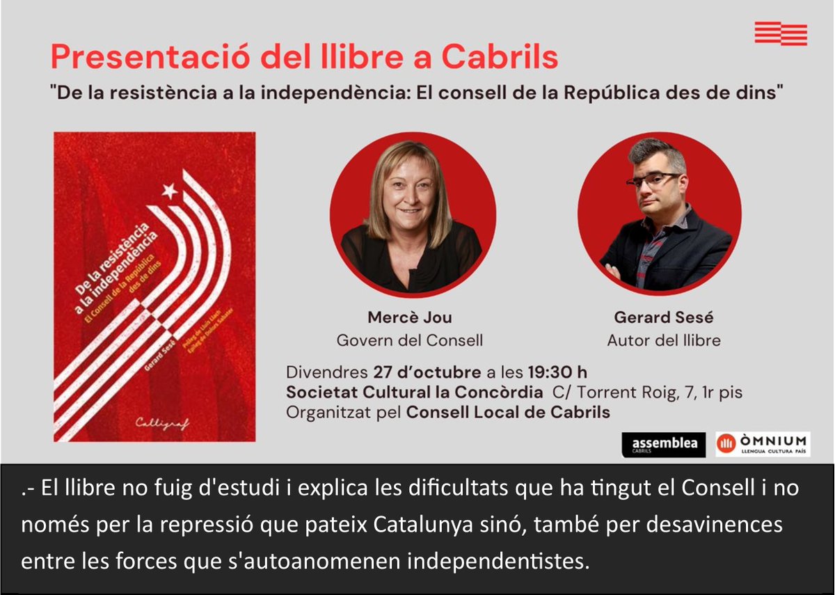CLxR_Cabrils's tweet photo. Recordeu - us esperem avui divendres a dos quarts de vuit a la sala de la Concordia, (damunt del Bar) https://t.co/FHCBYvI2PG