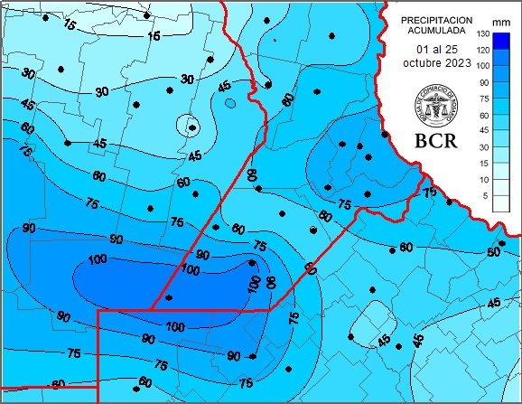 BCRmercados's tweet photo. 🌧️#BCRGEA | Lluvias de octubre en la región núcleo:
🌾Trigo: Llegaron tarde para sumar al rendimiento, pero frenar la caída de los rindes
🌱Soja: Se destraba la siembra: se estima una superficie de 5,1 M ha, 11% más que la campaña anterior
👉https://t.co/bB9i6ojeTM https://t.co/my5bFN8Dh7