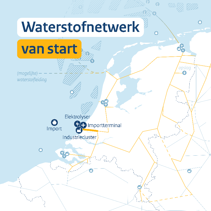 Ministerie_EZK's tweet photo. De Koning en Rob Jetten (@MinisterKenE) waren vandaag in Rotterdam bij de start van de bouw van het landelijk waterstofnetwerk. Dit netwerk zal waterstof vervoeren en industriële clusters in Nederland verbinden met elkaar, met het buitenland, en met locaties voor opslag.

(1/2)