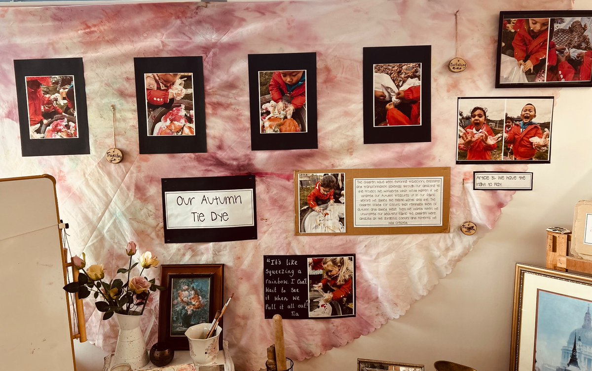 RinglandPrimary's tweet photo. Exploring our trajectory, transformation and enclosing schemas in Nursery this week following our Autumn Tie Dye project. We love how it turned out! @EAS_ExpressArts @EAS_EarlyYears https://t.co/gvGmLjnQum