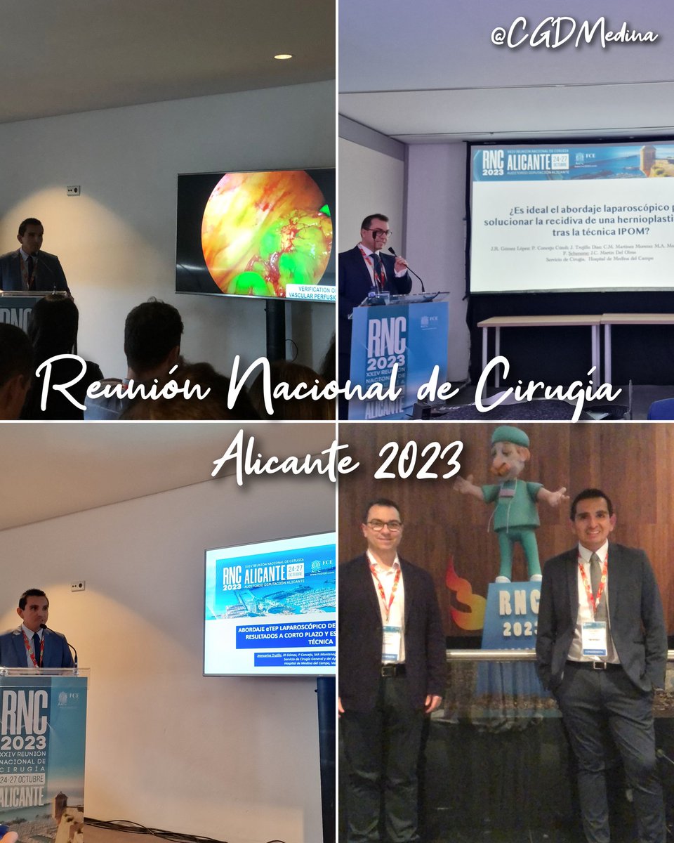 CGDMedina's tweet photo. XXIV RNC #AEC - Alicante 2023
Grandes ponencias, mesas, videos, orales... Enhorabuena 👏 @aecirujanos 
Hemos aportado nuestro granito de arena en CMI @jrgolopez @JeancarTrujillo @pconcejoc 
#RNC2023 #ALICANTE #Some4Surgery #Some4Hernia 
#CMI #HBP #CCR #PAREDABDOMINAL https://t.co/eh0H7dT3Eo