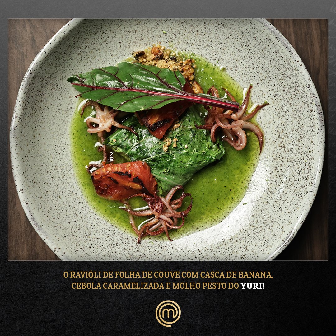 masterchefbr's tweet photo. Olha só que lindeza esse prato, Brasil! O Yuri soube aproveitar muito bem as sobras dos alimentos e com muita criatividade conseguiu subir ao mezanino na primeira prova, arrasou muito, hein? #MasterChefBr https://t.co/KascLSbjF2