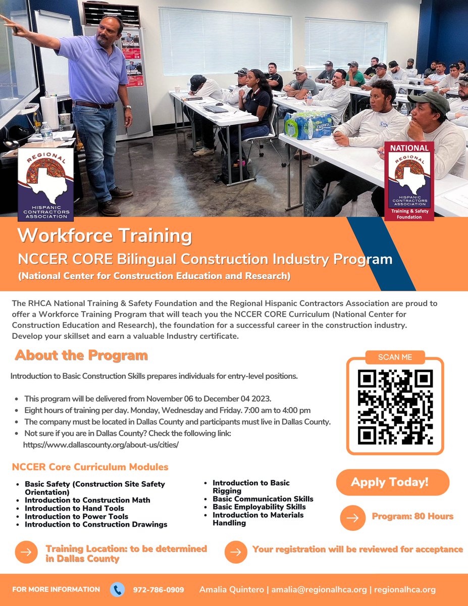DFWRHCA's tweet image. bit.ly/3Fx9PQn
Are you interested in pursuing a career in the Construction Industry?

Apply today for the RHCA Free Construction Industry program, where you&apos;ll gain fundamental skills to kickstart your career in entry-level positions. #NCCER #CoreProgram #Construction