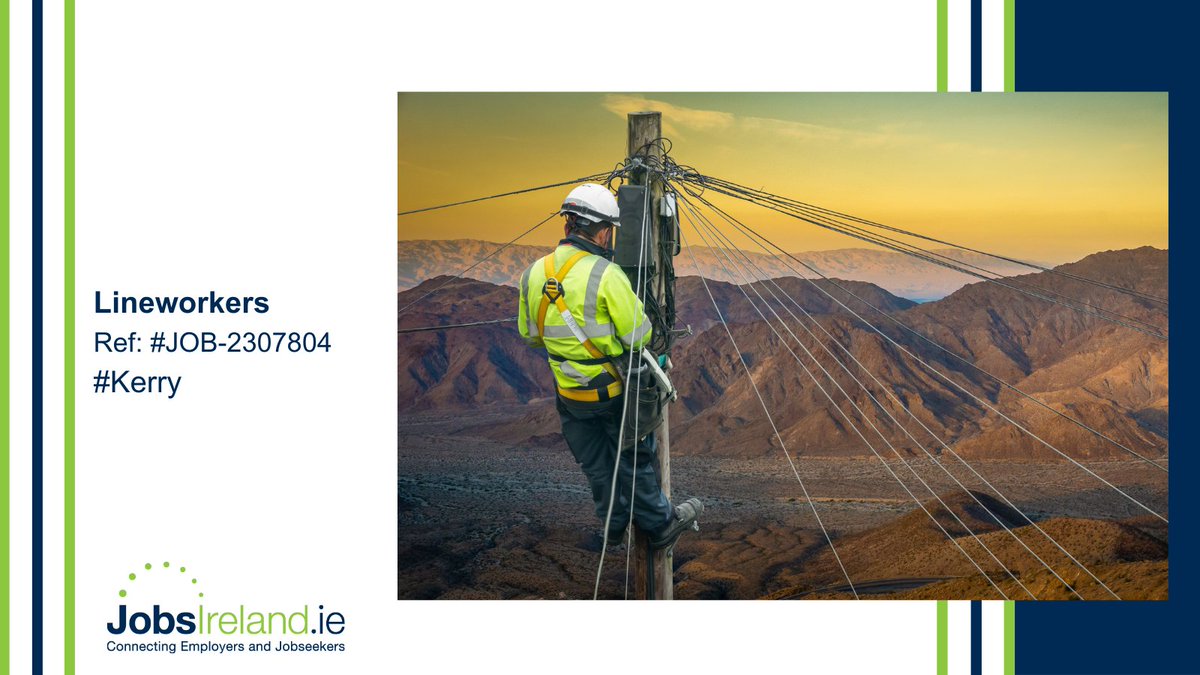 jobsireland's tweet photo. Lineworkers Ref: #JOB-2307804 #Kerry Please find all information at: https://t.co/J6gxPeKlWv #Lineworkers #ElectricWorkers #ElectricEngineer #Jobseeker #Jobs #WorkWithIntreo #jobfairy https://t.co/HoW2dgzDmX