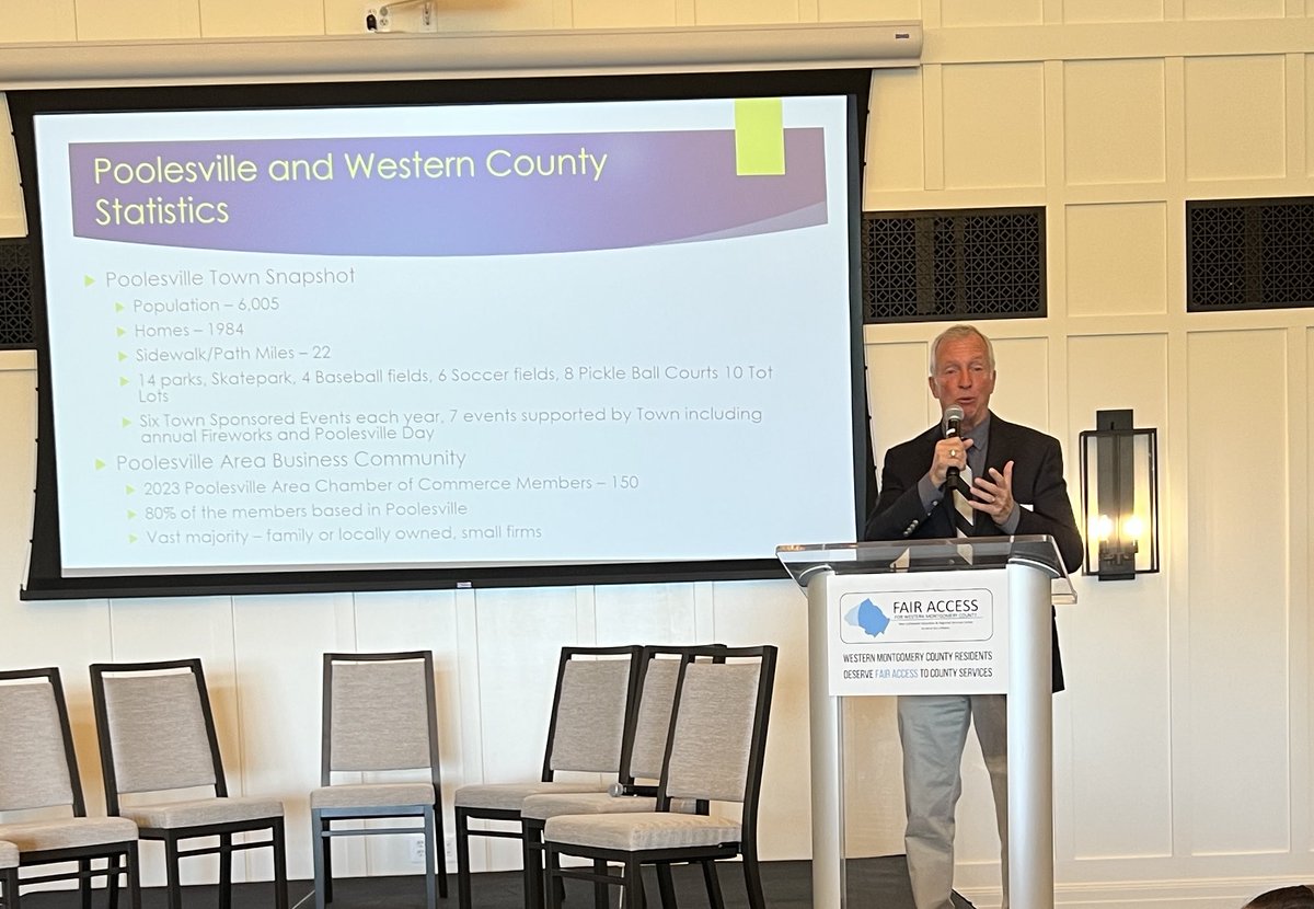 FMocomd's tweet image. Town Commission President Jim Brown talks about how #Poolesville residents value rural living and why initiatives like a community center, performing arts center and the reopening of White’s Ferry are some of the things the town needs to remain viable.