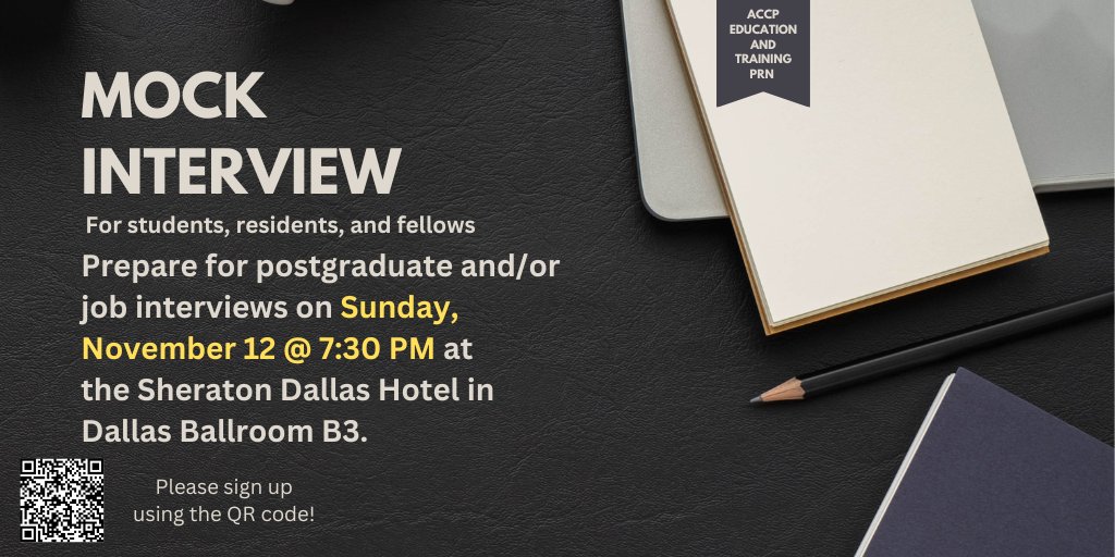 🚨 Students, residents, and fellows! Practice Your Interview Skills with the EDTR PRN at #ACCPAM23! Sign-up here: tinyurl.com/edtrprn23