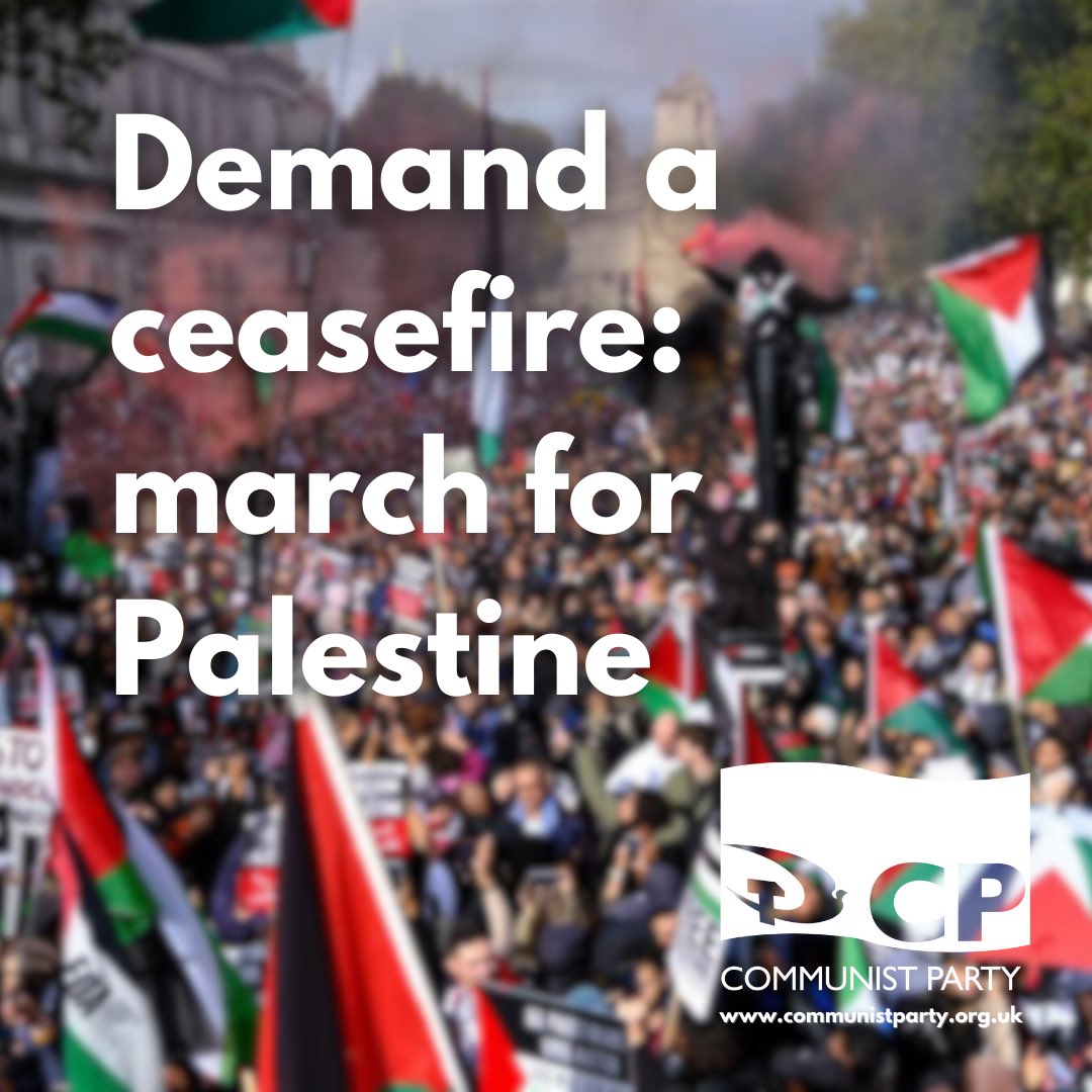 The Communist Party is calling on all socialists, trade unionists and democrats to join the demonstrations across Britain this weekend in solidarity with #Gaza and #Palestine, to support <a href="/PSCupdates/">Palestine Solidarity Campaign</a> and to build support for Boycott, Divestment and Sanctions against #Israel ✊🕊️🇵🇸