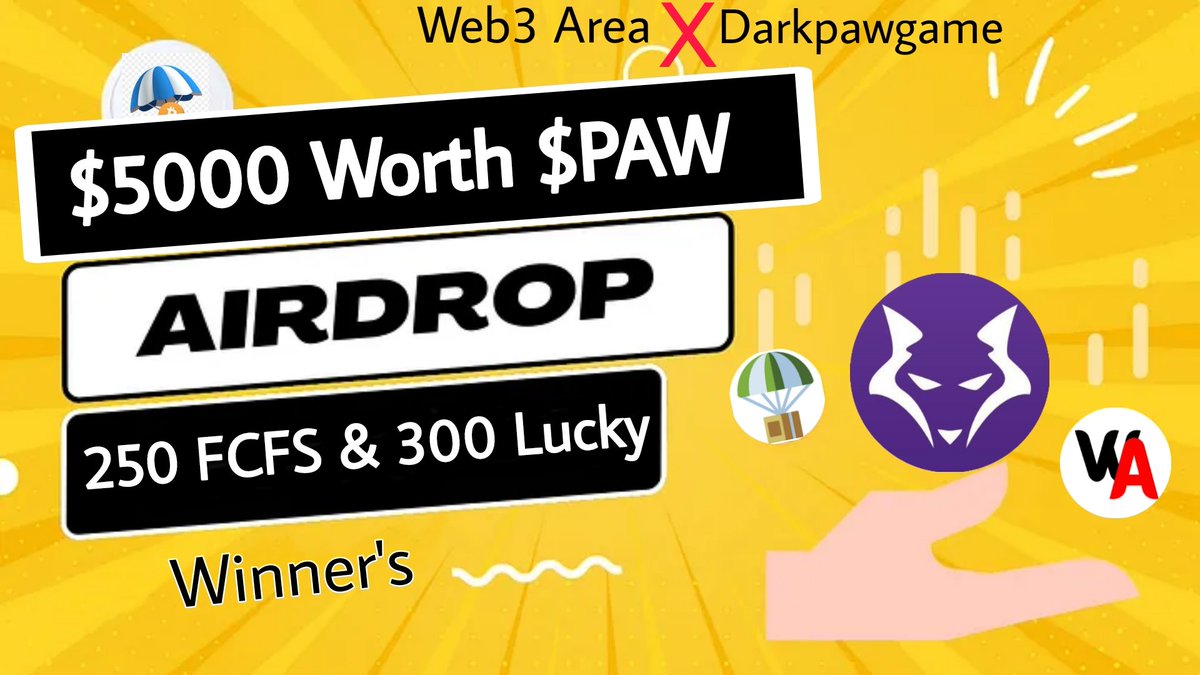 Web3 Area X DARKPAWGAME 
Big Giveaway 🔥🔥

🏆 Prize - $5,000 Worth $PAW Token 🤑

✅Follow <a href="/Web3Areax/">Web3 Area</a> &amp; @Darkpawgame
✅ Like❤️,RT &amp; Tag 3 Frds
✅Complete Task
giv.gg/Jedanl

#Airdrop #Giveaways #cryptocurrency #Airdrops #PAW #BlackRock   #memecoin