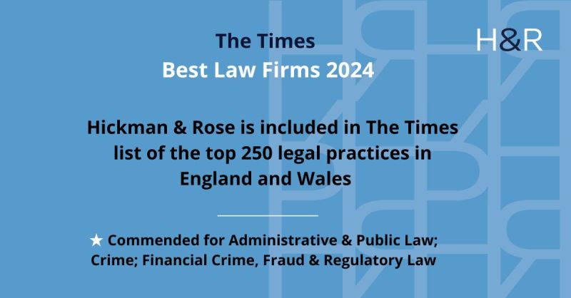Hickman & Rose has again been recognised by @thetimes in its annual list of the best law firms in the England and Wales. H&R is included in the 2024 list as a leading firm operating in the areas highlighted below. hickmanandrose.co.uk/hickman-rose-r…