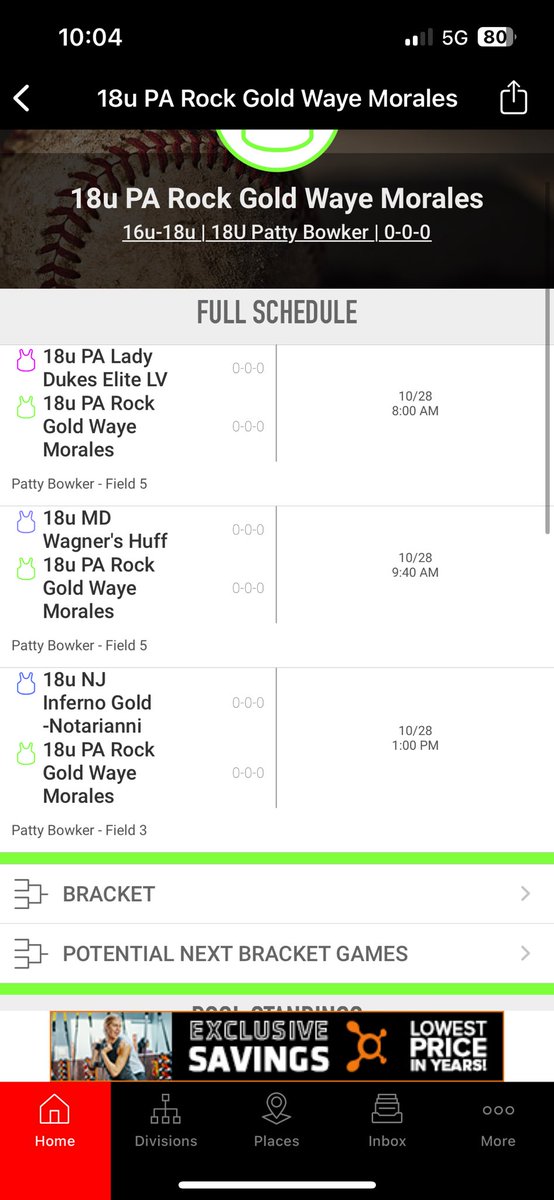 Schedule for this weekend in the Nightmare Octoberfest! Saturday pool play then bracket Sunday. <a href="/RockGoldWaye/">Rock Gold Waye Softball</a> <a href="/ExtraInningSB/">EXTRA INNING SOFTBALL</a> <a href="/NCSACoachDaily/">Jess Daily</a> <a href="/LegacyLegendsS1/">Legacy & Legends Softball</a>