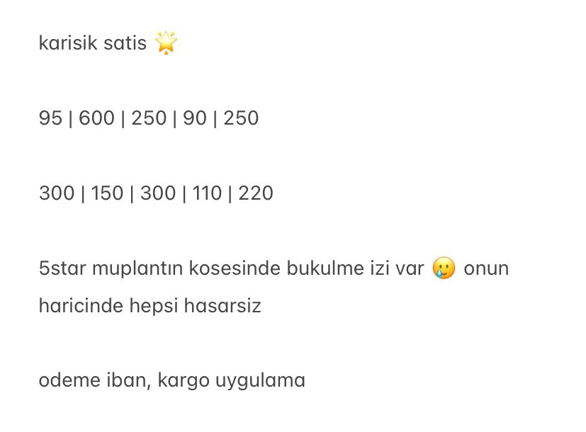 seolarrs's tweet photo. ⭐️ skz satis 

— fiyatlar yazdigi gibi 🫠🩷

@SKZMARKETTR @SKZTRadeSell @trpctakas @bgsatistakass @skzselltrade @skztradesellrt @skztrtakas @SkzTradeSell08 @peacrry #skzsatis #skzmarkettr https://t.co/LAaELT8Uv9
