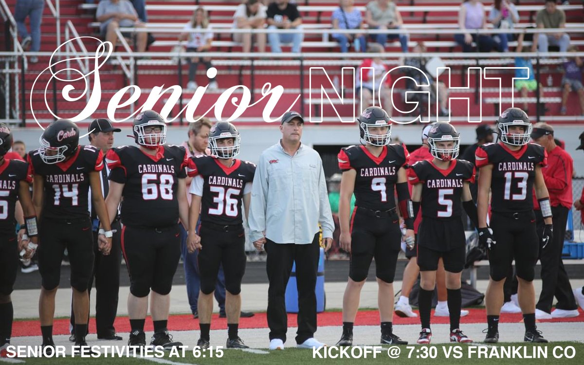 IT’S GAMEDAY! <a href="/GRCHS_Football/">George Rogers Clark Football</a> will celebrate their seniors who play one last time at Cardinal Stadium against Franklin County. Go Cards! #SSMedia
-Photo by Angie Chandler
- Graphic by Allee Mullins