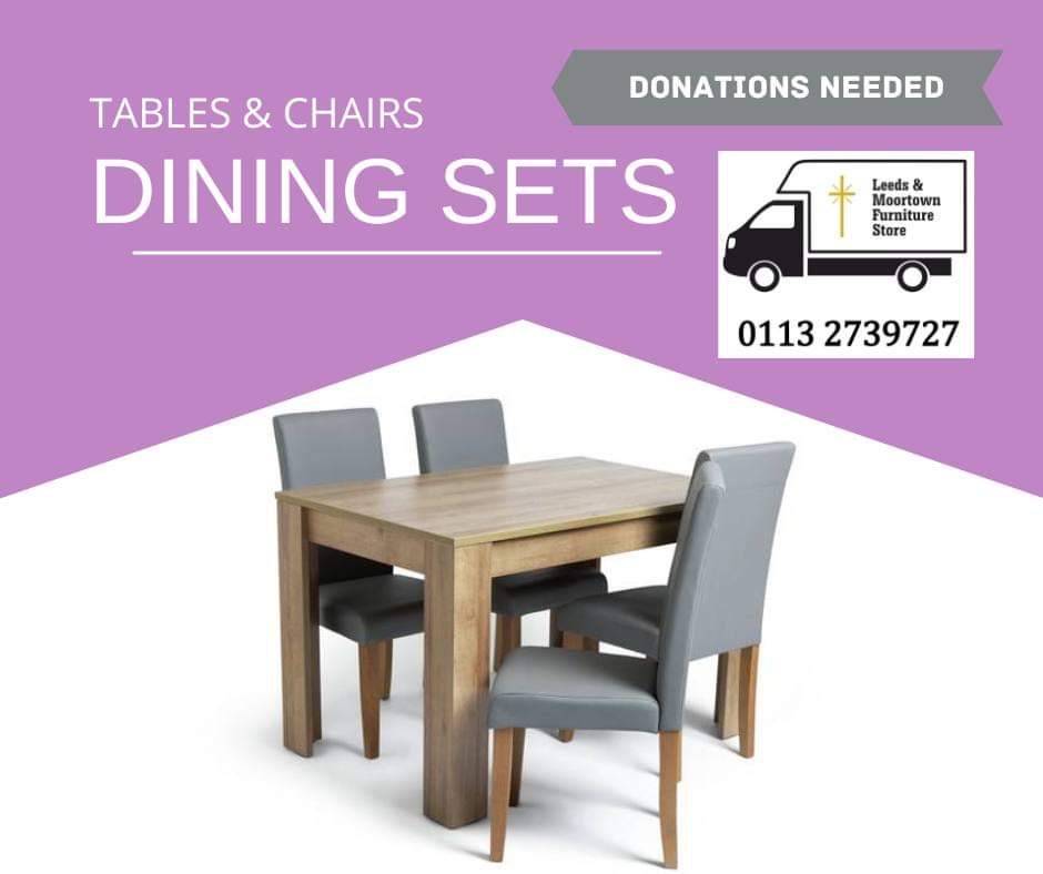 LMFS_Furniture's tweet photo. If you have a spare Dining Table, Chairs or even a full Dining Set that you no longer need, we'd LOVE it if you could donate them to us!
We will make sure a family in need receives them!
Call (0113) 2739727 or email info@leedsandmoortown.org.uk to book in for a FREE collection! https://t.co/YUzsKfVEET