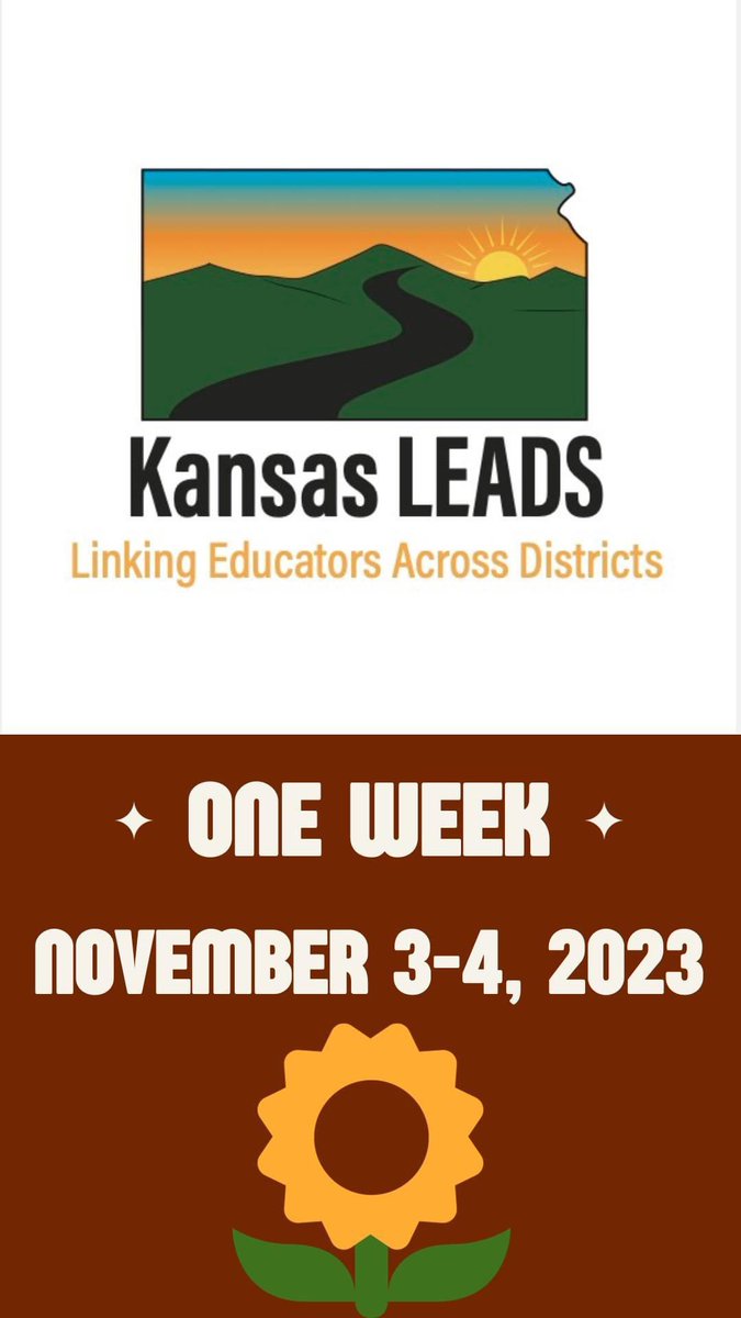 We are ONE WEEK away from Kansas LEADS - Topeka!  
We can't wait to connect and learn with all of you! #ksedchat #KansasLEADS