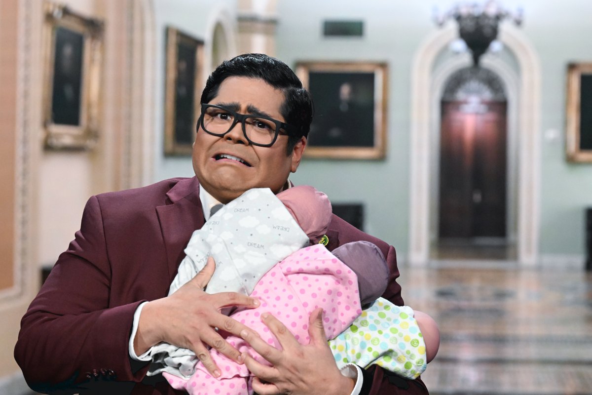 colbertlateshow's tweet photo. Last night on #Colbert: Our friend @HarveyGuillen returned as Rep. George Santos!

Plus, @KeeganMKey and @TheElleKey joined us to discuss their new book, "The History of Sketch Comedy."

Then, @TheHorrorMaster let us geek out over “The Thing.” 😱

Stream: https://t.co/KRXWdqSbeS

Listen: https://t.co/Xy7VSzZoiT