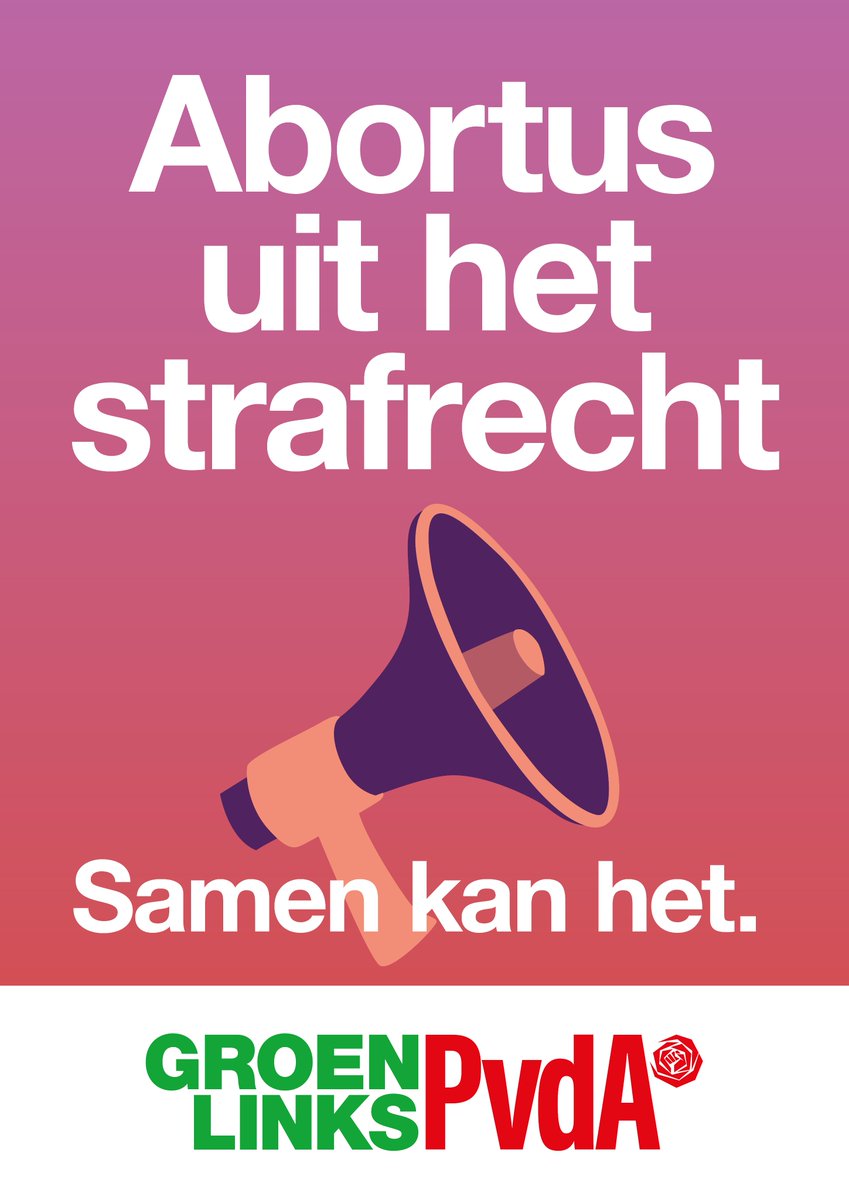 Abortus is zorg. Toch staat het in ons Wetboek van Strafrecht, alsof het een misdrijf waarvoor we een uitzondering maken.
Dat willen we veranderen, zodat het stigma op abortus kan verdwijnen.

Progressief P-N steunt #groenlinkspvda 💚❤️, want: #samenkanhet