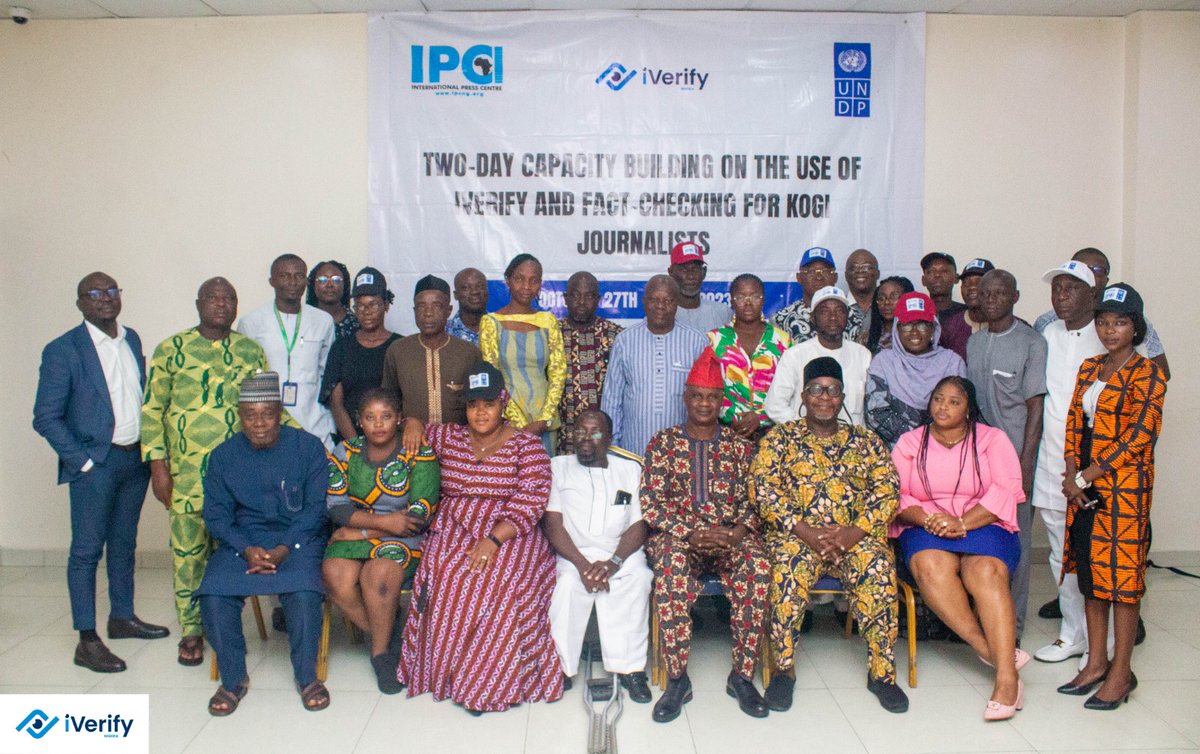 IPCng's tweet photo. Group pictures at the Two-day Capacity Building On  The Use Of iVerify And Fact-Checking For Kogi Journalists. #VerifyBeforeYouShare @UNDPNigeria https://t.co/pPsEFLhwnU