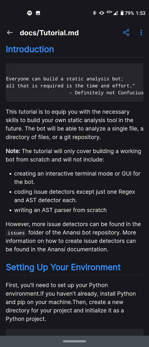 dev0cloo's tweet photo. One thing I noticed in my time building the bot is the lack of resources on how to get it done. In the 
@code4rena  discord, there is also a popular request for resources on building a C4 bot. To help others, I have already started writing a tutorial on how to build one https://t.co/cX3GpenzrY