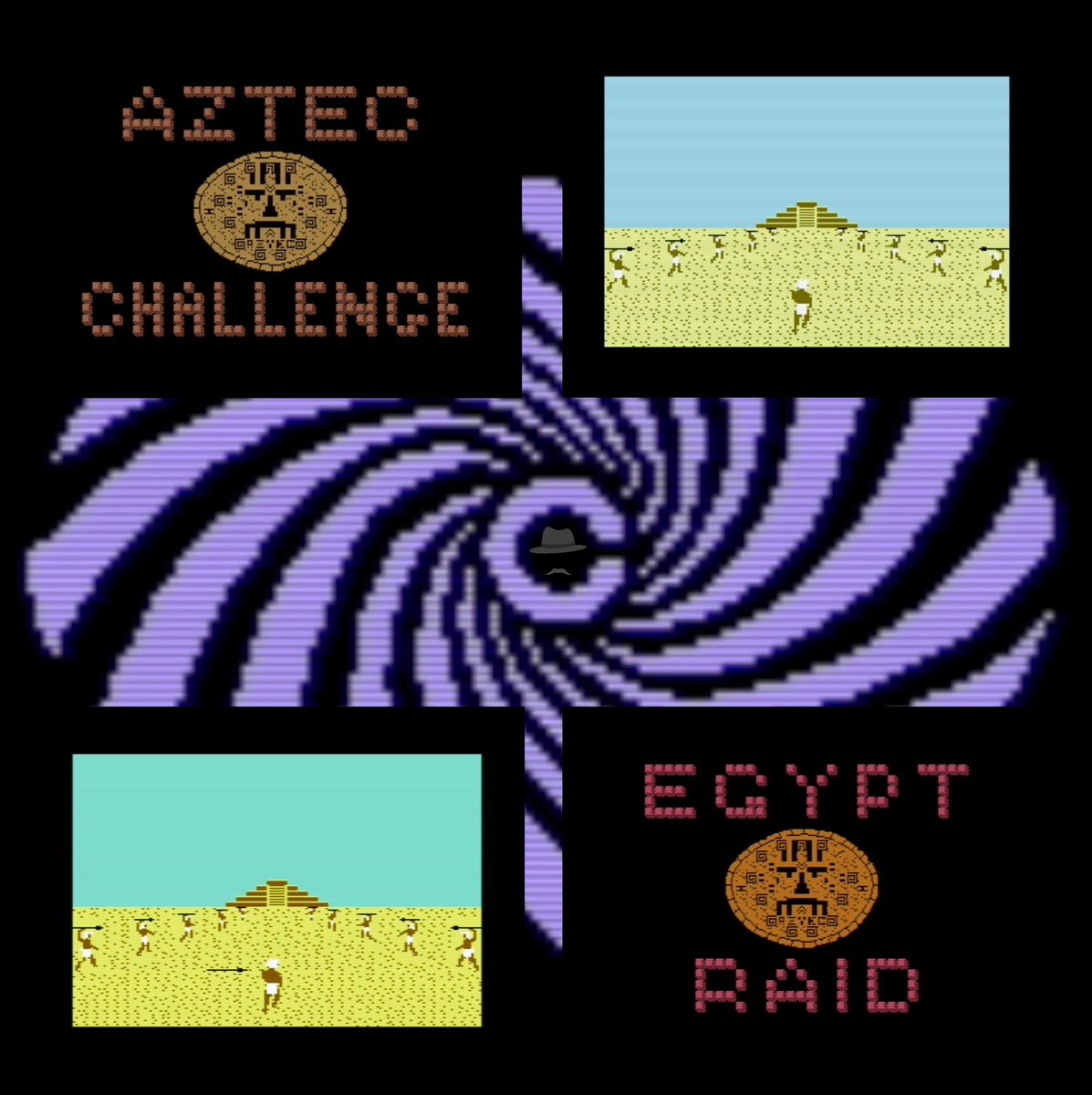 #AztecChallenge, developed by Cosmi, was also known under a different name: #EgyptRaid. Always thought that was weird. You are not in Egypt and you're only trying to survive... #Retro #RetroComputing #RetroComputer #RetroGaming #RetroGame #Commodore #Commodore64 #C64 #Atari