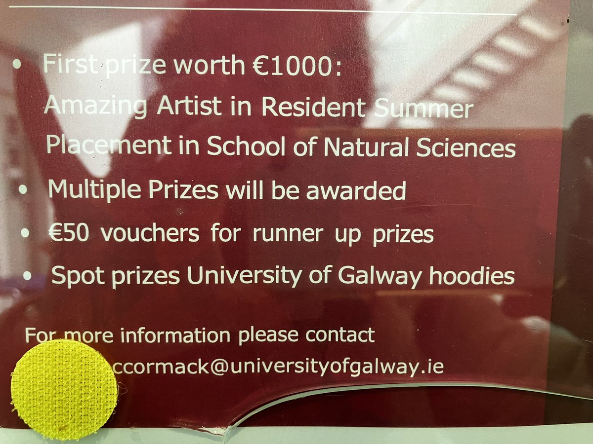 Science meets art! Art prize with scholarship as artist in residence to @SNSUniofGalway! For more information grace.mccormack@universityofgalway.ie @uniofgalway @RyanInstitute @UniOfGalwaySU