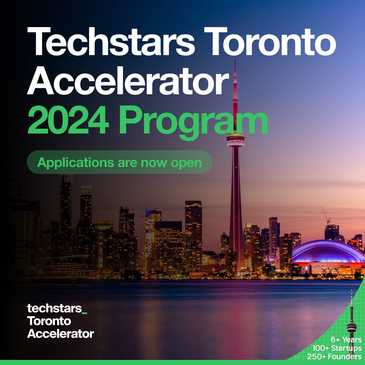 🚀 Exciting News!

Applications for @TS_Toronto Accelerator 2024 are officially Open.   

Apply now and join our global network of innovators!  
techstars.com/accelerators/t…
#techstars #toronto #givefirst