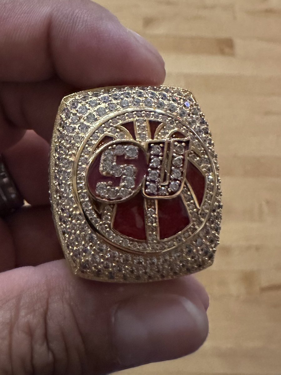 coachlou210's tweet photo. Ring ceremony at SU for our 2023 SCAC championship! What a year!  #ringme #pinkyring #mountup #whynot https://t.co/xHYUJzPJI0