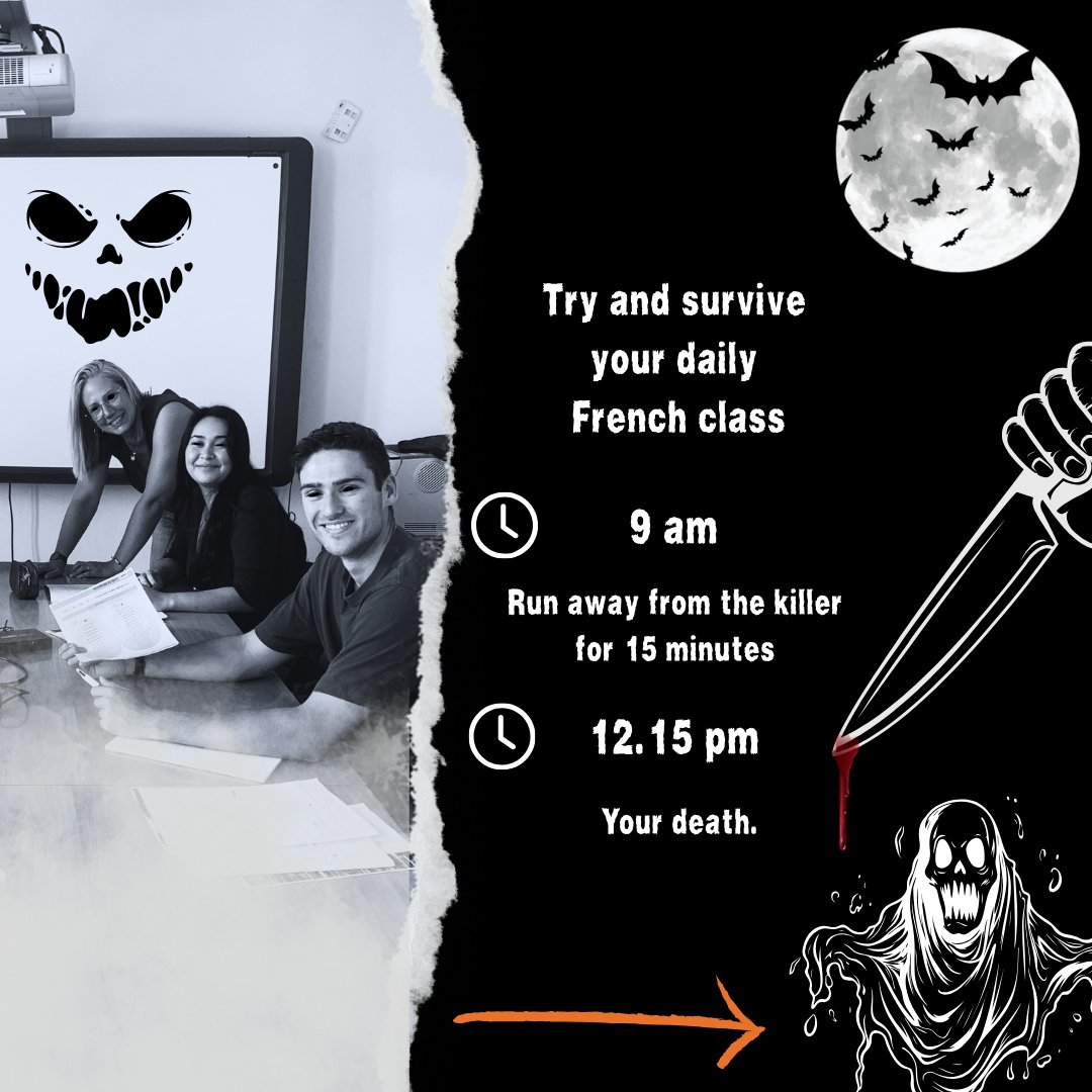 campusrieraac's tweet photo. Campus International Riera wishes you a Happy Halloween and an horrible stay at the school. Will you make it out alive from the French Rviera ? 
Find out on our latest post...
Contact us now at cir@cir.tf or at +33.4.13.06.30.40
#cannes #cotedazurfrance #CIR #halloween https://t.co/dsDdgJesOt