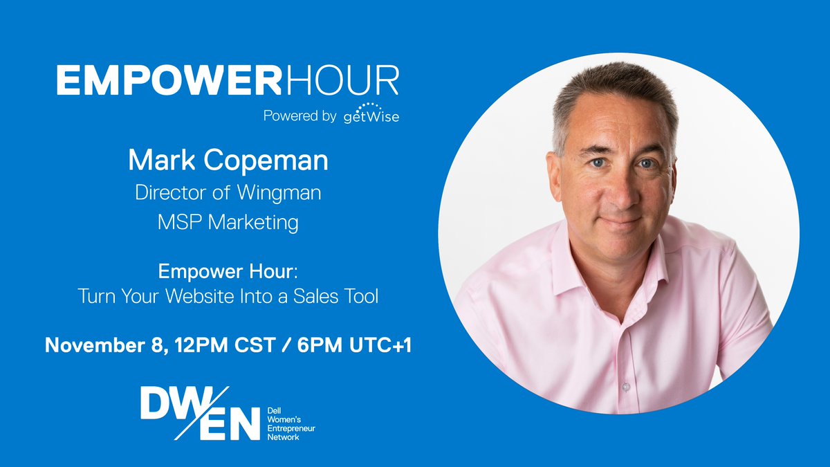 Join DWEN and Mark Copeman Director of Wingman MSP Marketing for our next Empower Hour, Turn Your Website Into a Sales Tool.
📅Wednesday, November 8, 2023 ⏲️ 12 PM CT / 6 PM UTC+1
📌Register Now!
bit.ly/EHLive_TurnYou…
<a href="/DellTech/">Dell Technologies</a>