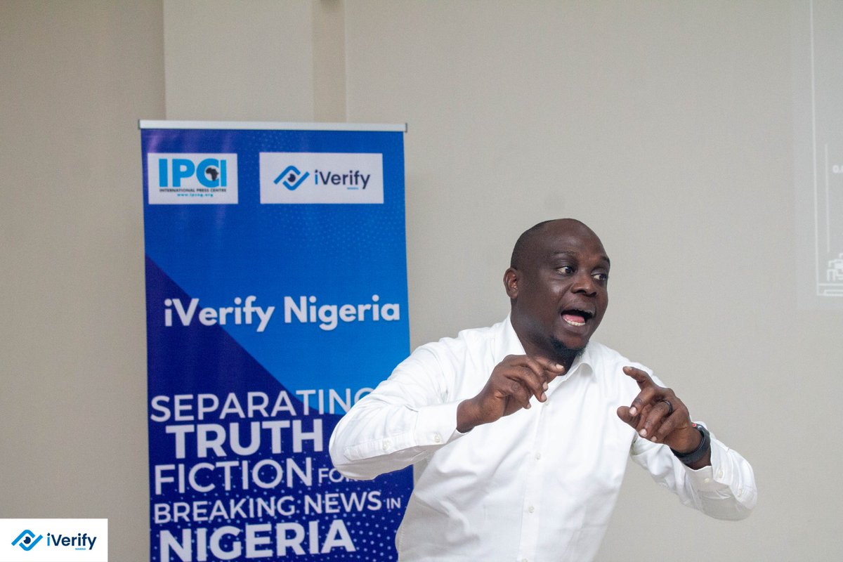 IPCng's tweet photo. David Ajikobi @pantaphobious , Editor,Africa Check Nigeria giving his presentation: Fact-Checking Of Information to Promote Electoral Integrity. #VerifyBeforeYouShare. @UNDPNigeria https://t.co/VN281NbWwI
