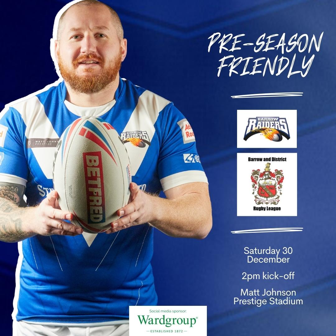 Barrow Raiders (@barrowraiders) on Twitter photo Opening friendly confirmed ๐
๐ค Barrow Raiders will face a <a href="/BarrowandDis_RL/">Barrow and District RL</a> Select side in Dan Toal's testimonial match on Saturday 30 December as preparations begin ahead of the 2024 campaign.
Details: bit.ly/3QwUXrq Opening friendly confirmed ๐
๐ค Barrow Raiders will face a <a href="/BarrowandDis_RL/">Barrow and District RL</a> Select side in Dan Toal's testimonial match on Saturday 30 December as preparations begin ahead of the 2024 campaign.
Details: bit.ly/3QwUXrq