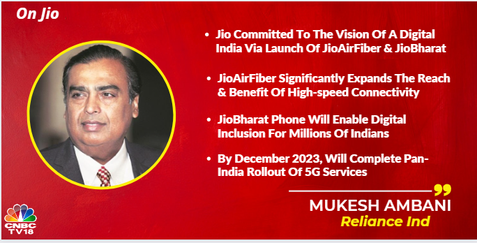 CNBCTV18Live's tweet photo. #MukeshAmbani says strong operational & financial contribution helped deliver another strong quarter.
Growth of oil and gas business is particularly noteworthy with production from #KGD6Block
#RILQ2 #2QWithCNBCTV18 https://t.co/vcwmFPXnh6