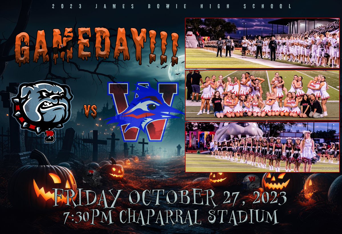 It’s Friday Night Lights at Chaparral Stadium. Bowie will travel to Westlake for game 9 of the season. Come out and support the Bulldawgs. Come early, Be loud, Go Dawgs! 🏈🐾 @AISDBowie @hdfphoto @dctf @var_austin #txhsfb