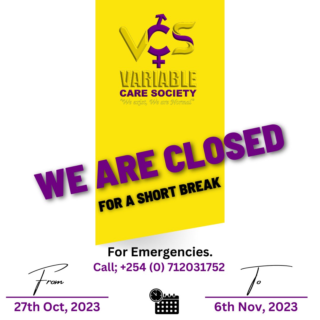 variablecare's tweet photo. We are breaking for a wellness week.
We'll be back shortly.
#intersex 
#weexist 
#wearenormal
#wellness https://t.co/JgyfY7VFto