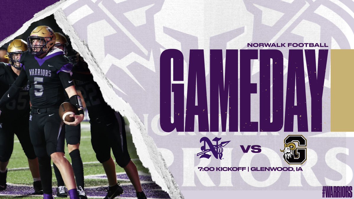 𝐅𝐑𝐈𝐃𝐀𝐘 𝐍𝐈𝐆𝐇𝐓 𝐋𝐈𝐆𝐇𝐓𝐒 - 𝐏𝐋𝐀𝐘𝐎𝐅𝐅 𝐄𝐃𝐈𝐓𝐈𝐎𝐍

🏈 at Glenwood
⏰ 7:00pm Kickoff
📺 youtube.com/@GCSDStream
🎟️ iahsaa.org/tickets/

#Warriors⚔️